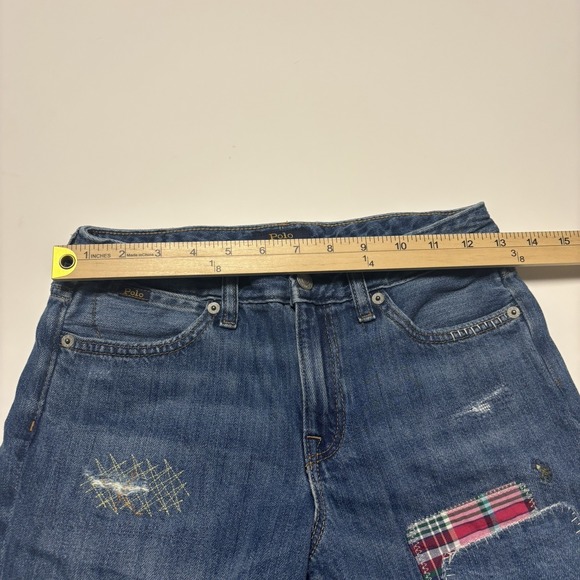 Ralph Lauren Boyfriend Jeans Girls Astor Slim Patched Blue Youth Size 14 - Picture 2 of 12